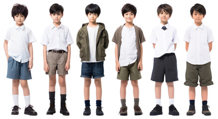 Fototapeta premium PNG Japanese boy student shorts footwear t-shirt transparent background