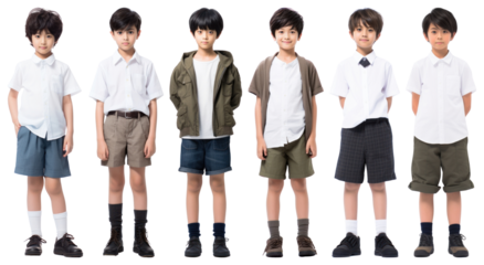 PNG Japanese boy student shorts footwear t-shirt transparent background