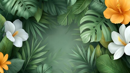 Vibrant floral display nature's spring flora illustration style lush green environment