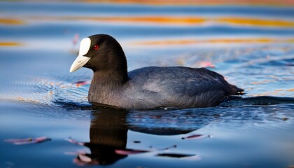 waterfowl resting in the water eurasian coot fulica atra