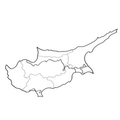 Map of Cyprus with country and region borders