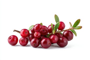 Obraz premium Fresh cranberries on the vine, vibrant red and juicy.