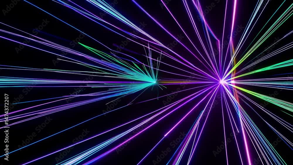 Aufkleber luminous color rays radiating outward, generating energetic motion against dark backdrop with intens