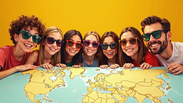 Group Of Friends Planning World Trip