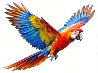 Fototapeta premium Colorful Flying Parrot On White Background 