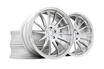 Set of Isolated Car Rims on White Background