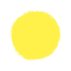 Yellow round brush sun rough, grunge round stamp vector illustration	