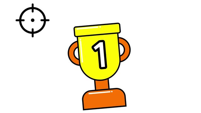Number one target and trophy icon animation.