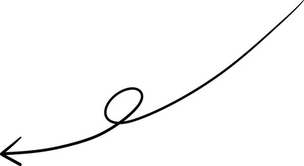 Black Hand Drawn Curved Arrow With Loop