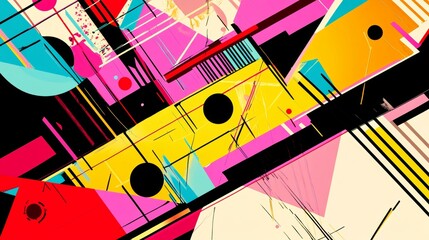 Energetic Geometric Abstract with Bold Colors and Dynamic Composition