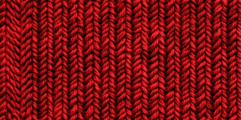 A close-up of red knitted fabric with vertical stripes.