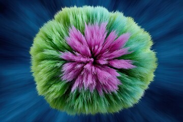 Obraz premium Colorful abstract burst of fluffy green purple fibers