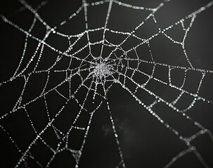 Obraz premium Dew-kissed spiderweb intricate design