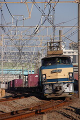 東海道旅客線を迂回走行するEF66-52号機牽引の貨物列車(3075レ)_2010/1/19撮影