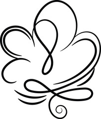 Elegant Black Swirl Design Abstract Floral Leaf Pattern Graphic