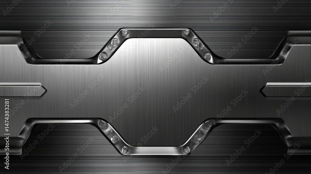 Poster polished metallic texture with geometric frames for abstract background design