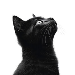 Obraz premium Shadowed cat profile view isolated on transparent background