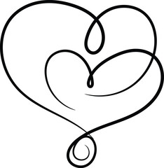 Abstract Heart Shape Line Art Design Elegant Minimalist Vector Illustration