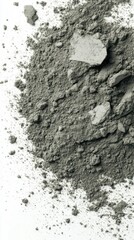 Gray Clay Powder Close Up on White Backdrop Studio Shot Minimalist Style Cosmetic Ingredient Texture