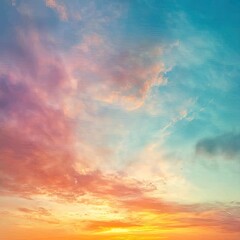 Fototapeta premium Vibrant sunset sky with clouds of pastel hues