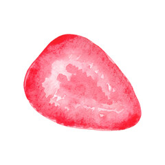 Watercolor strawberry half isolated on white background. Summer berry design element.