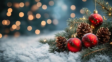 Obraz premium Blurry, bokeh-filled Christmas background with sparkling lights