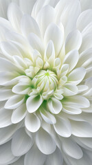 A pristine white dahlia flower unfolds its delicate petals in a mesmerizing display of natural beauty and intricate floral design, evoking serenity and elegance.