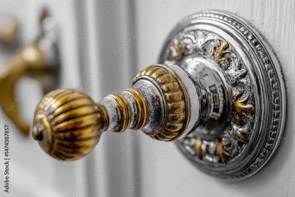 Poster elegant door handle showcasing intricate design and craftsmanship in a classic setting