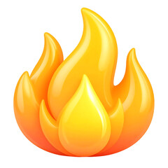 Glowing Fire Symbol in Smooth 3D Glass Texture