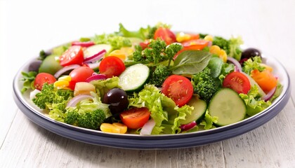 mixed organic vegetable salad on white background