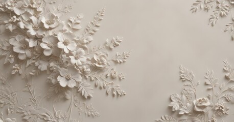 Subtle floral pattern subtly embossed in light plaster ,  flower,  spring,  nature