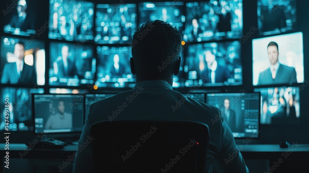 Poster a team of cybersecurity experts working in a control room, monitoring and analyzing information secu