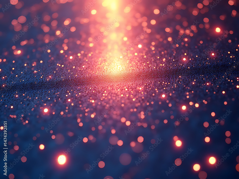 Poster dynamic sparkling light particles abstract background digital art vibrant environment close-up view
