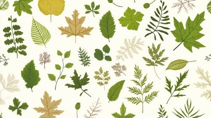 Naklejka premium Autumn leaves pattern, white background, design