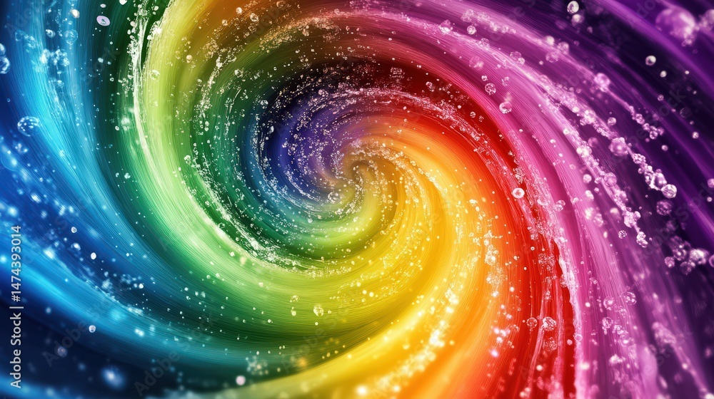 Poster a vibrant rainbow fluid background with smooth color transitions, creating an energetic and upliftin