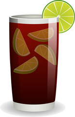 Cocktail, drink cuba libre. Isolated vector illustration.