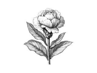 Engraving of cockscomb bloom, old-style botanical sketch, rustic floral decor, trendy vintage flower drawing, garden art print, monochrome antique flower head illustration