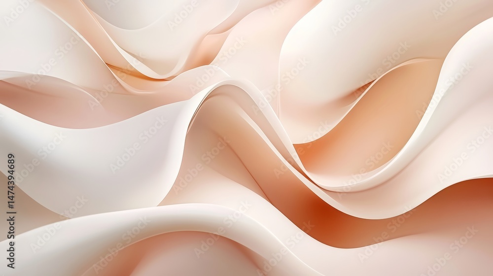 Poster elegant waves of soft pastel colors creating a serene and soothing abstract background