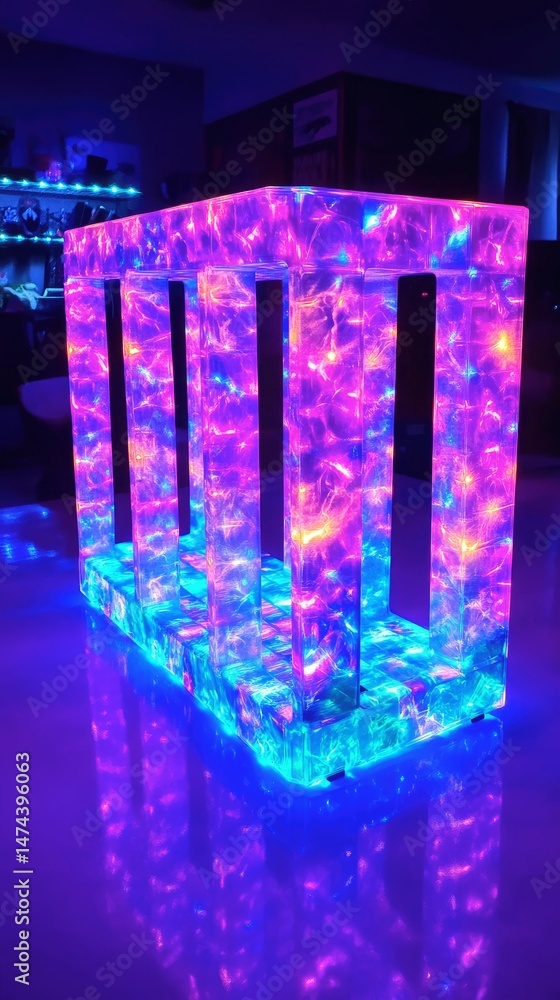 Poster multicolored light up acrylic block structure