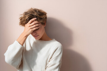 person with distressed expression showcasing internal struggle with hormonal disorders