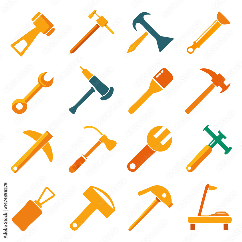Poster flat design assortment of construction and building tools vector