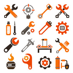 Orange and Gray Tools on a White Background Pattern