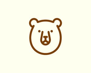 Bear logo outline with clean line art in brown
