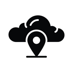 A cloud with a location pin, symbolizing localized weather updates.