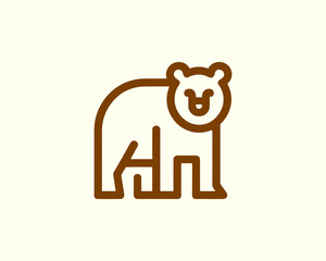 Bear logo chocolate brown tones with line art style