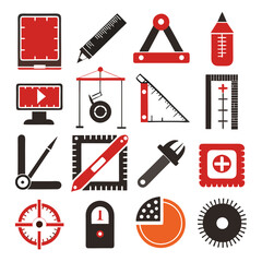 Construction and engineering tools set in a graphic style