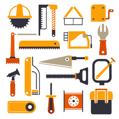 Collection of flat style vector construction and repair tools