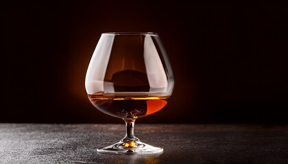 cognac drinks glass on dark background