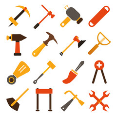 Collection of construction tools flat icon design vector