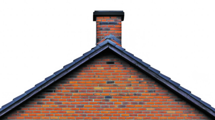 Detailed Brick Wall and Chimney of a House PNG transparent background